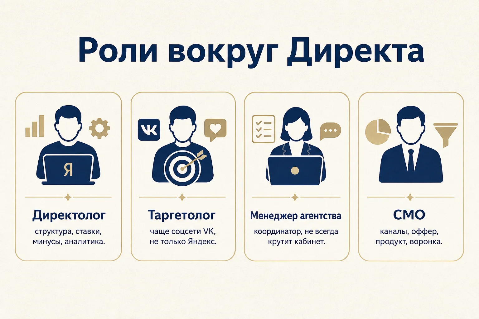 Директолог, таргетолог, менеджер агентства и CMO — в чём разница