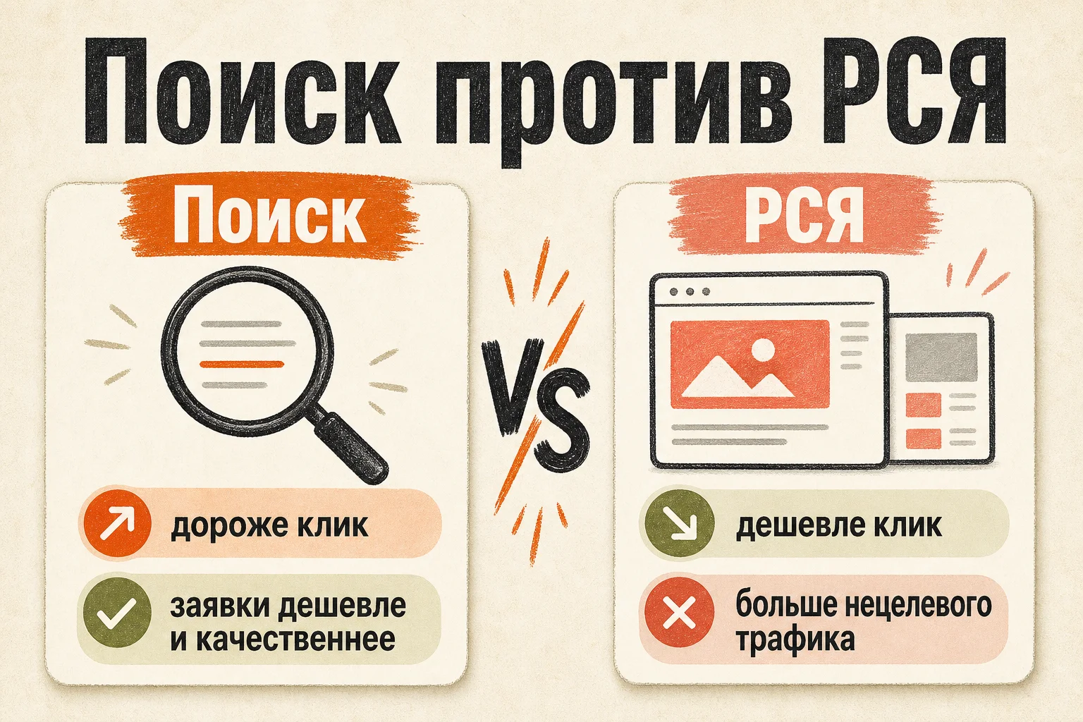 сравнение поиска и РСЯ в аудите контекстной рекламы