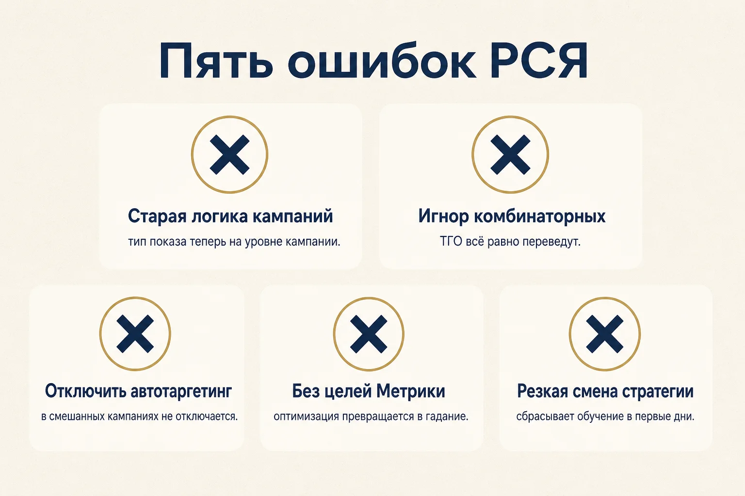 Пять частых ошибок настройки РСЯ в 2026 году — чек-лист
