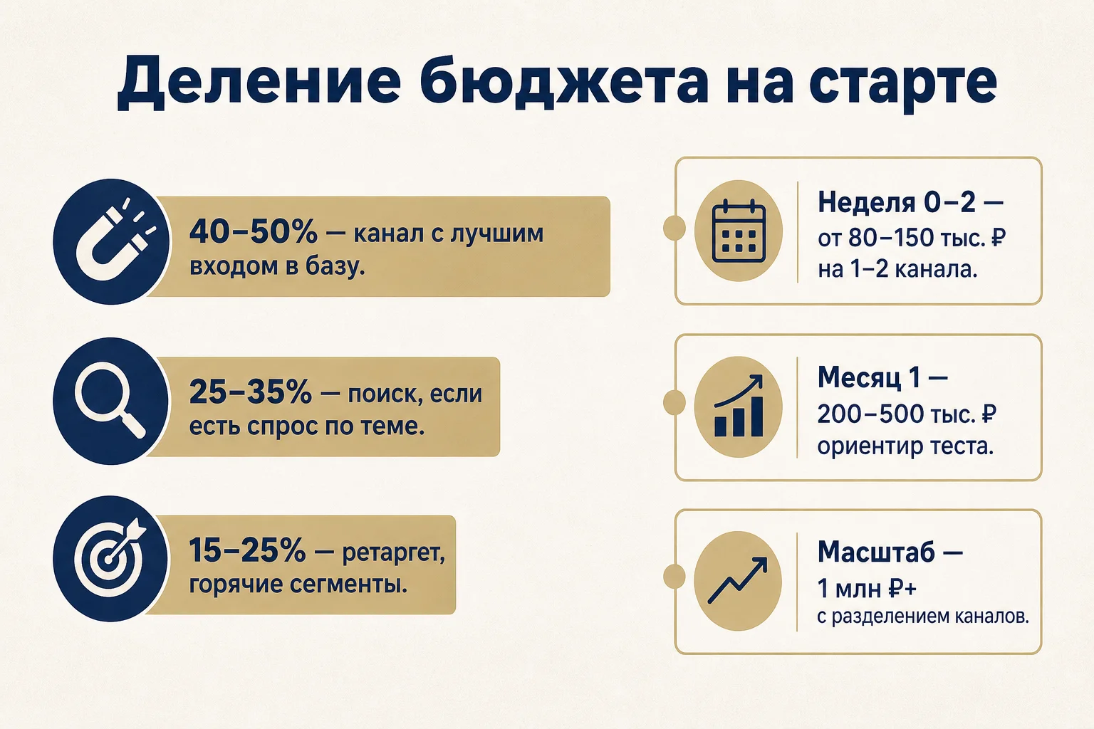Как делить рекламный бюджет онлайн-школы на старте — инфографика
