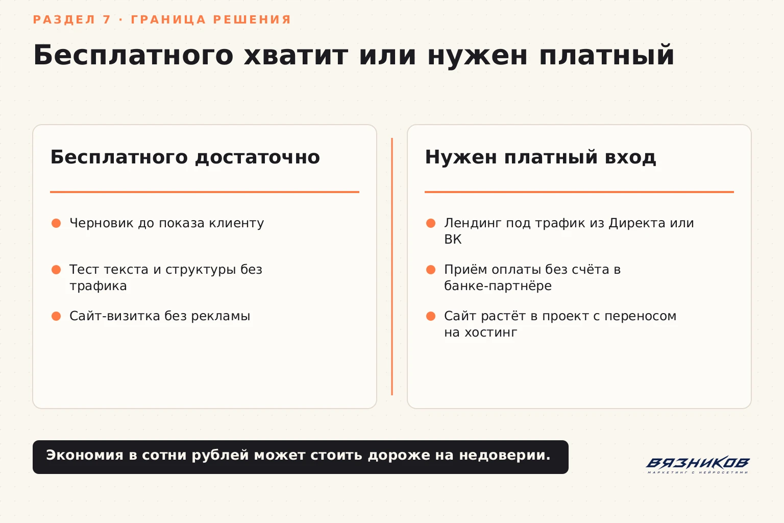когда бесплатного тарифа конструктора достаточно, а когда нужен платный