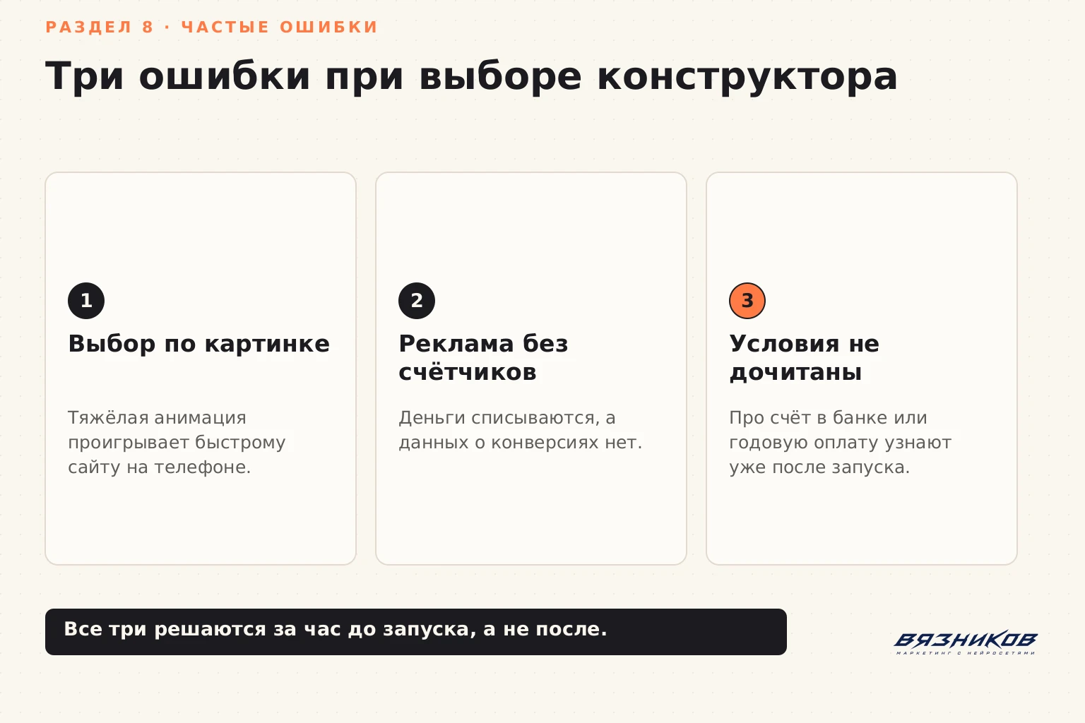 частые ошибки при выборе конструктора сайтов под рекламу