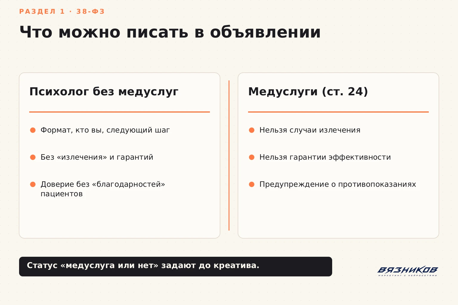 Реклама психолога: допустимый текст для услуги и медуслуги