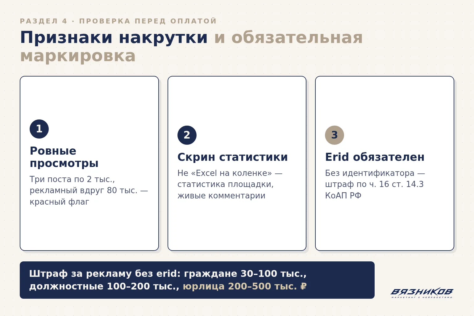 Чек-лист проверки блогера на накрутку и маркировка рекламы erid