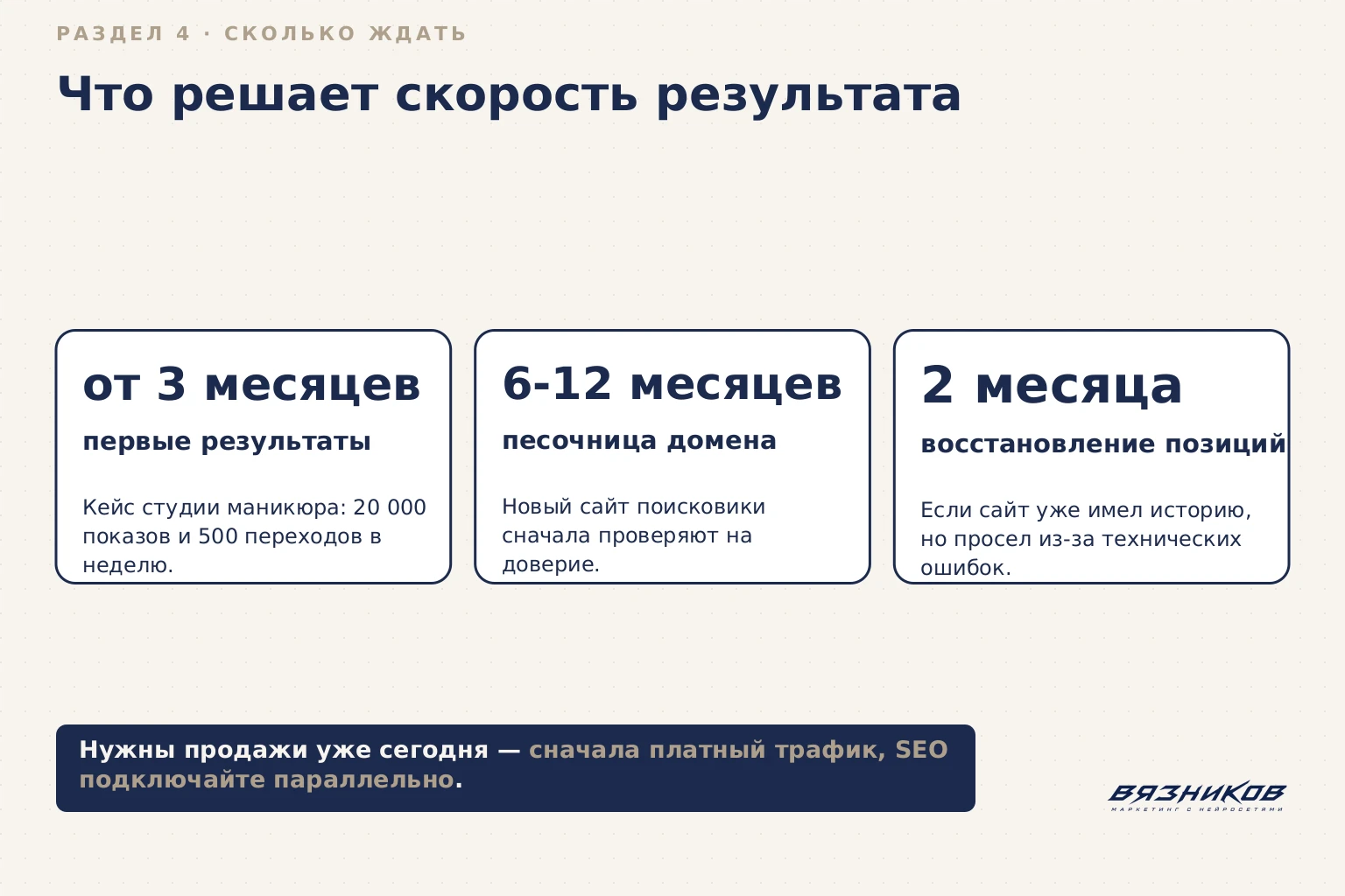 Что решает скорость результата в SEO