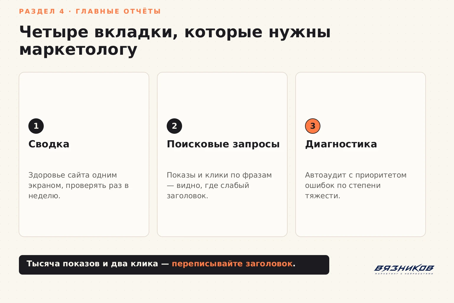 Четыре главных отчёта Яндекс.Вебмастера
